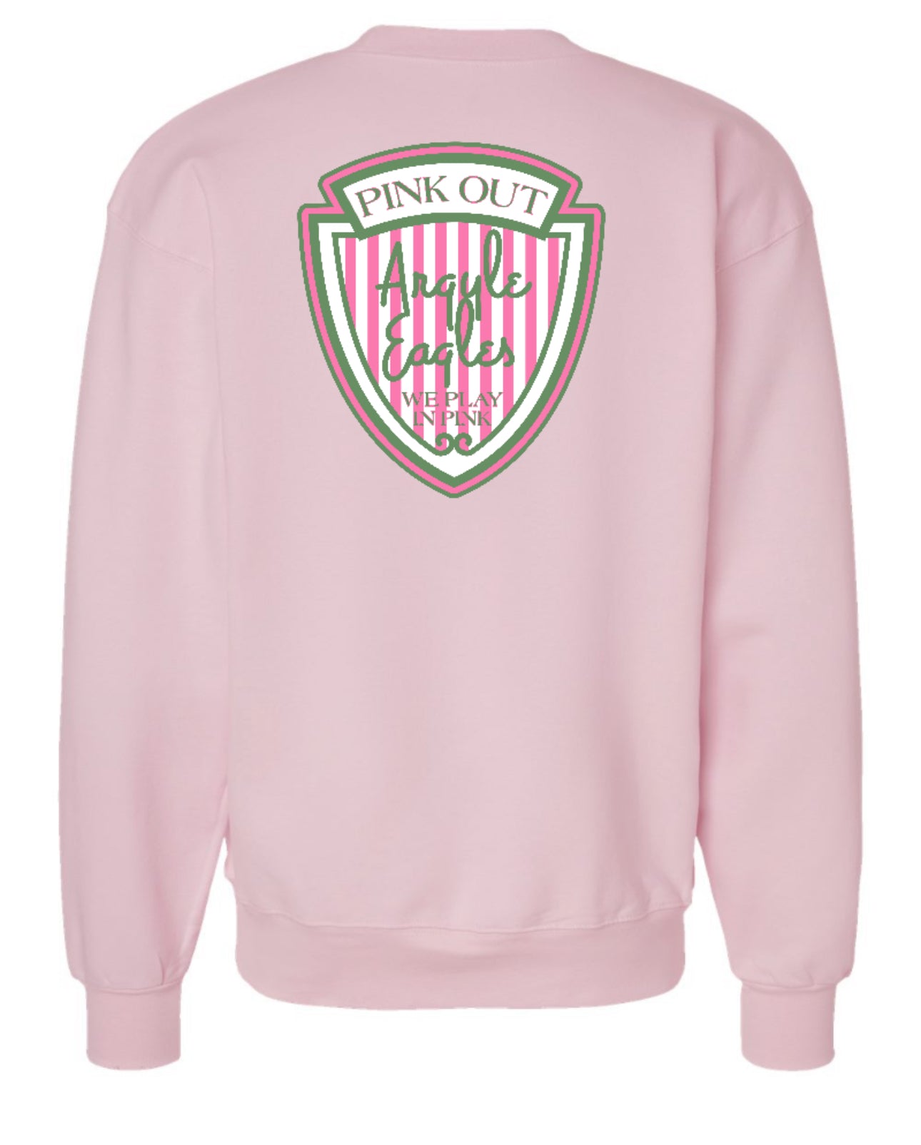 Argyle Eagles Pink Out Spirit Crewneck Sweatshirt - Adult - Pale Pink