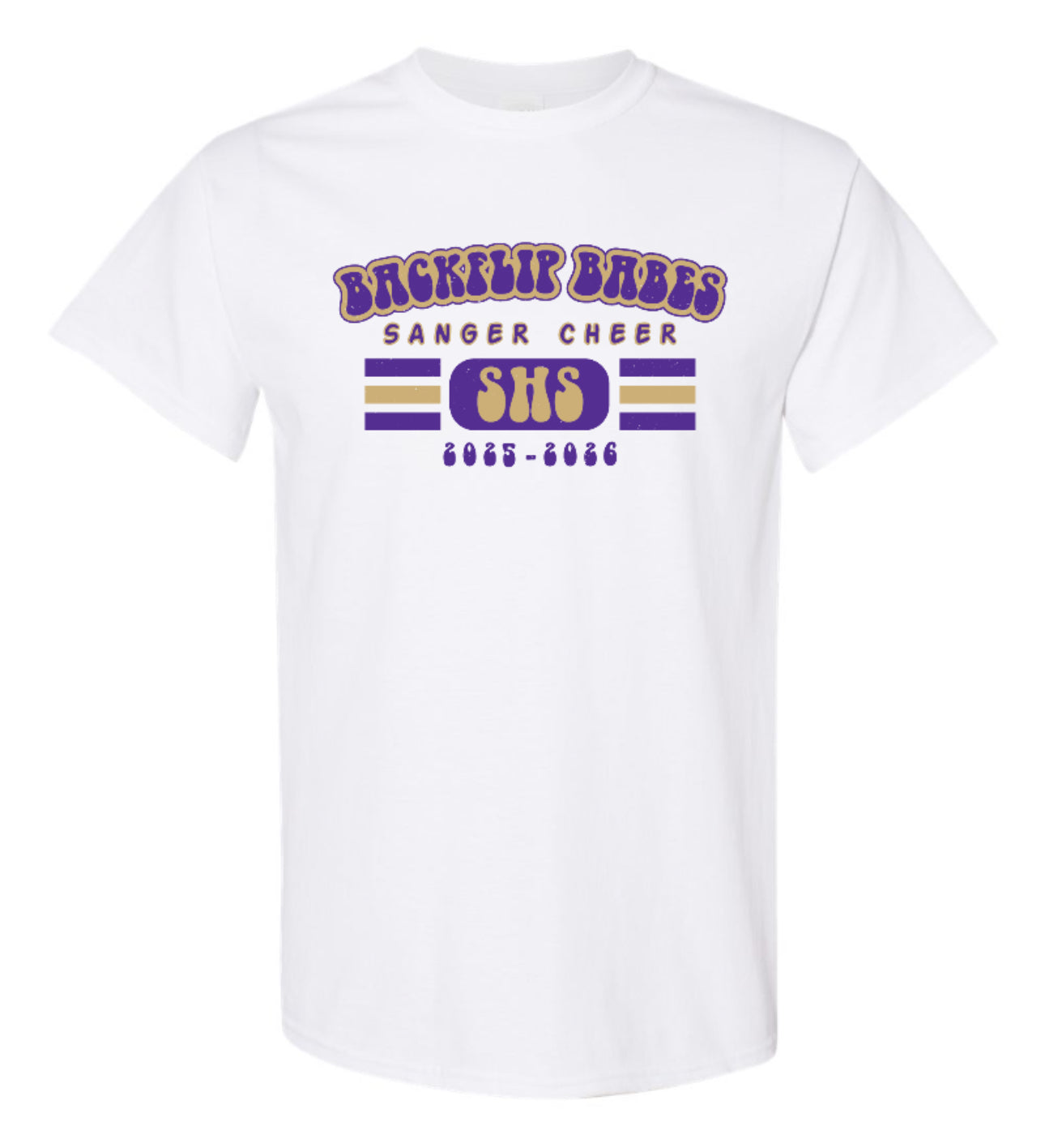 2025 Sanger Cheer - Backflip Babes - Short Sleeve Tee - Adult - White