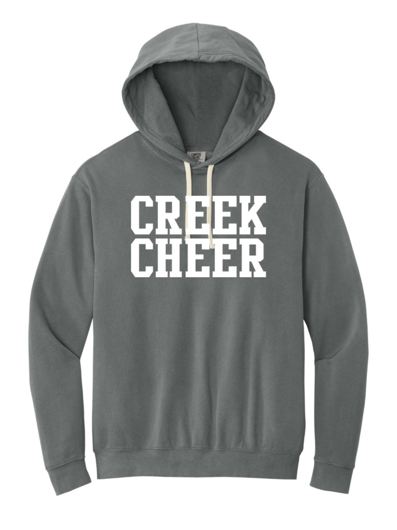 ADULT Original CREEK CHEER Comfort Colors Garment-Dyed Lightweight Hooded Sweatshirt - Grey