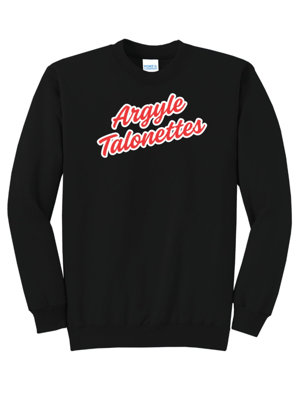 Talonettes CURSIVE Port&Co Core Fleece Crewneck Sweatshirt - ADULT - Black