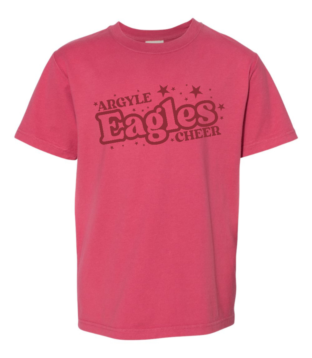 FINAL FEW - PUFF Ink ARGYLE EAGLES CHEER Short Sleeve Tee - Youth + Adult - Crimson Fall
