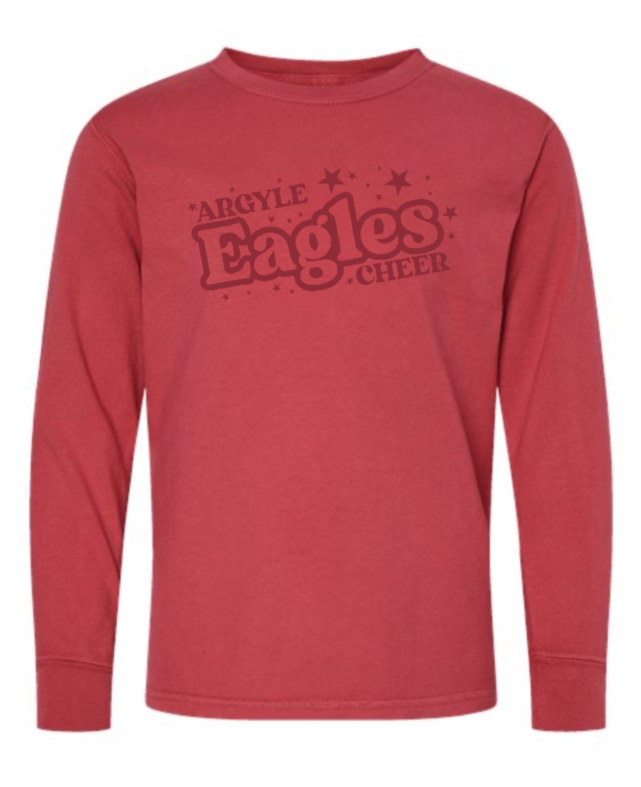 FINAL FEW - PUFF Ink ARGYLE EAGLES CHEER Long Sleeve Tee - Youth - Crimson Fall