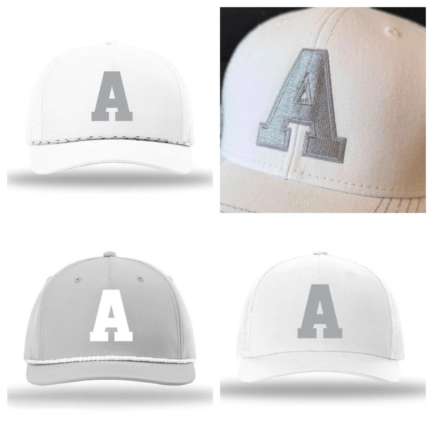 Argyle WHITE OUT "A" Richardson Laser Perforated Performance Rope Hat - White/White/Black