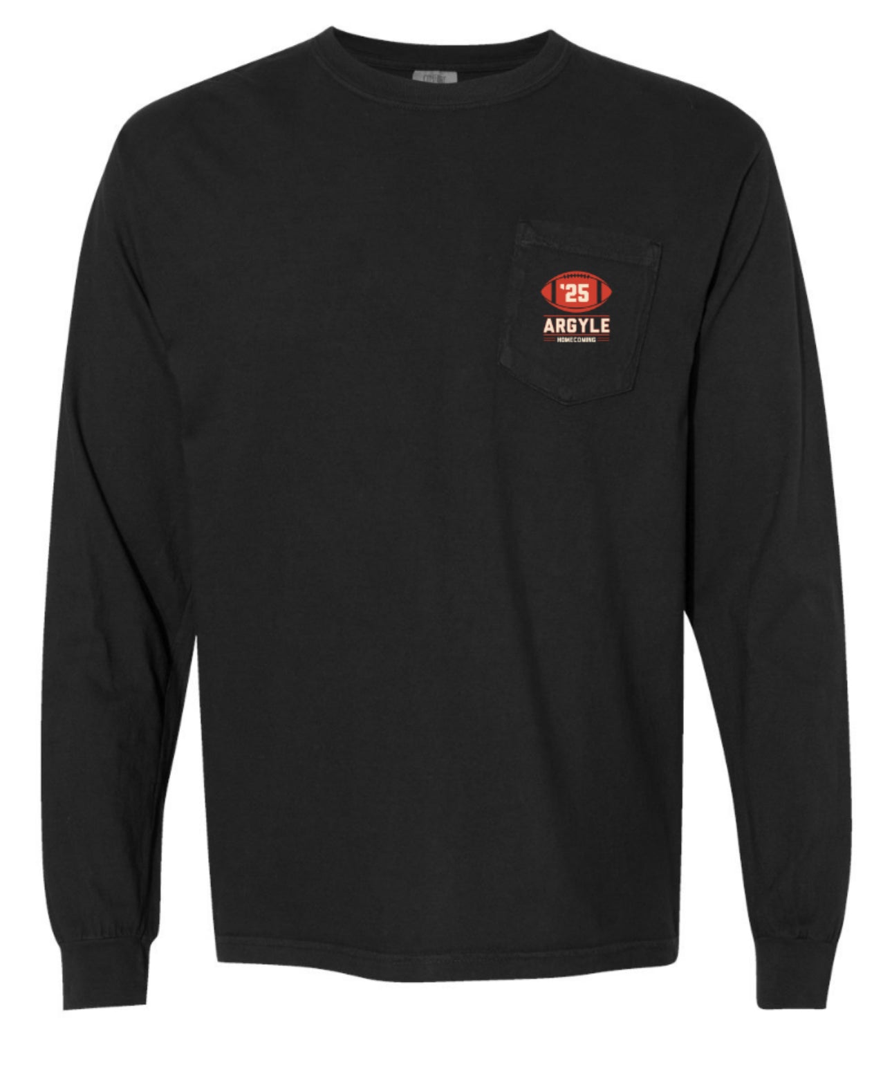 ArgyleCheer Homecoming Spirit Long Sleeve Pocket Tee - Adult - Black