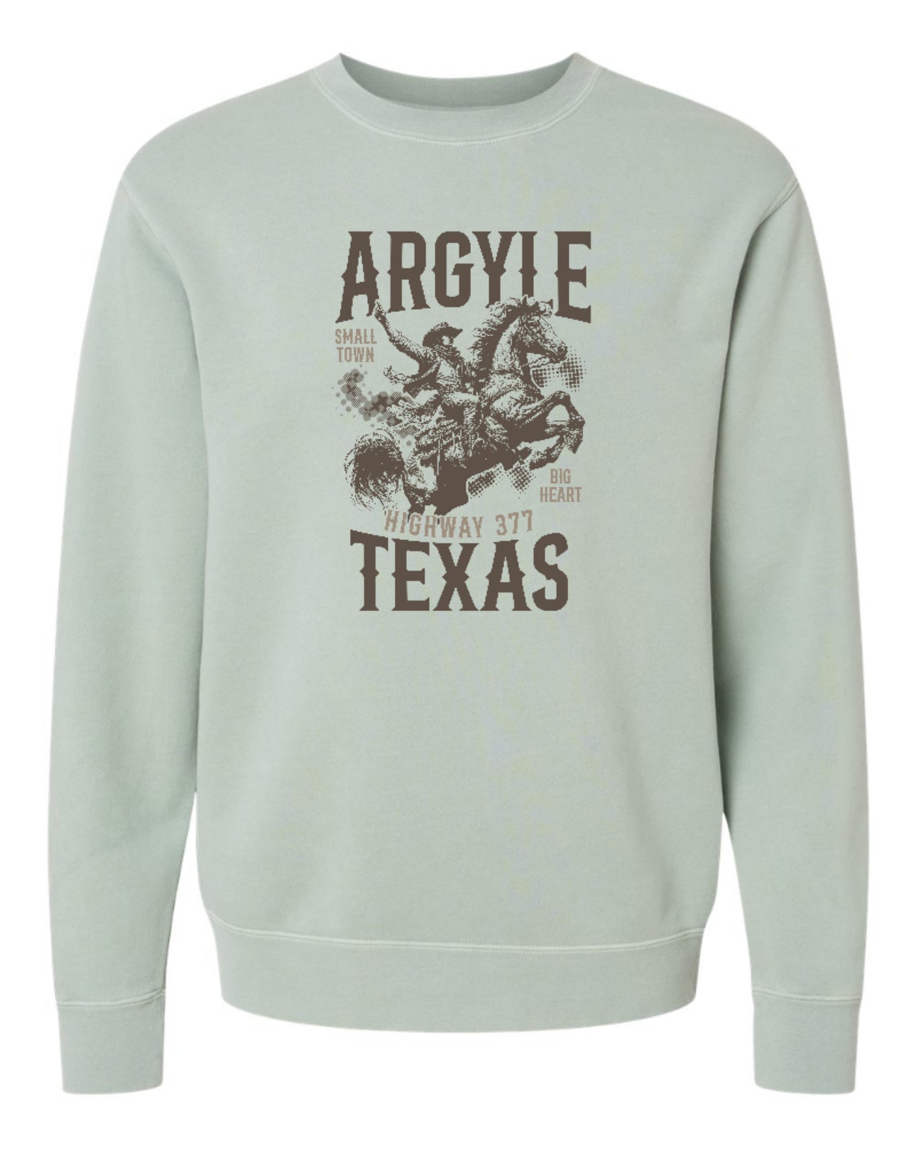 ArgyleCheer Texas Country Spirit Crewneck Sweatshirt - Adult - Pigment Sage