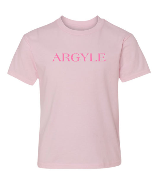 FINAL FEW - ArgyleCheer Pink Out Spirit Short Sleeve Tee - Youth - Pale Pink