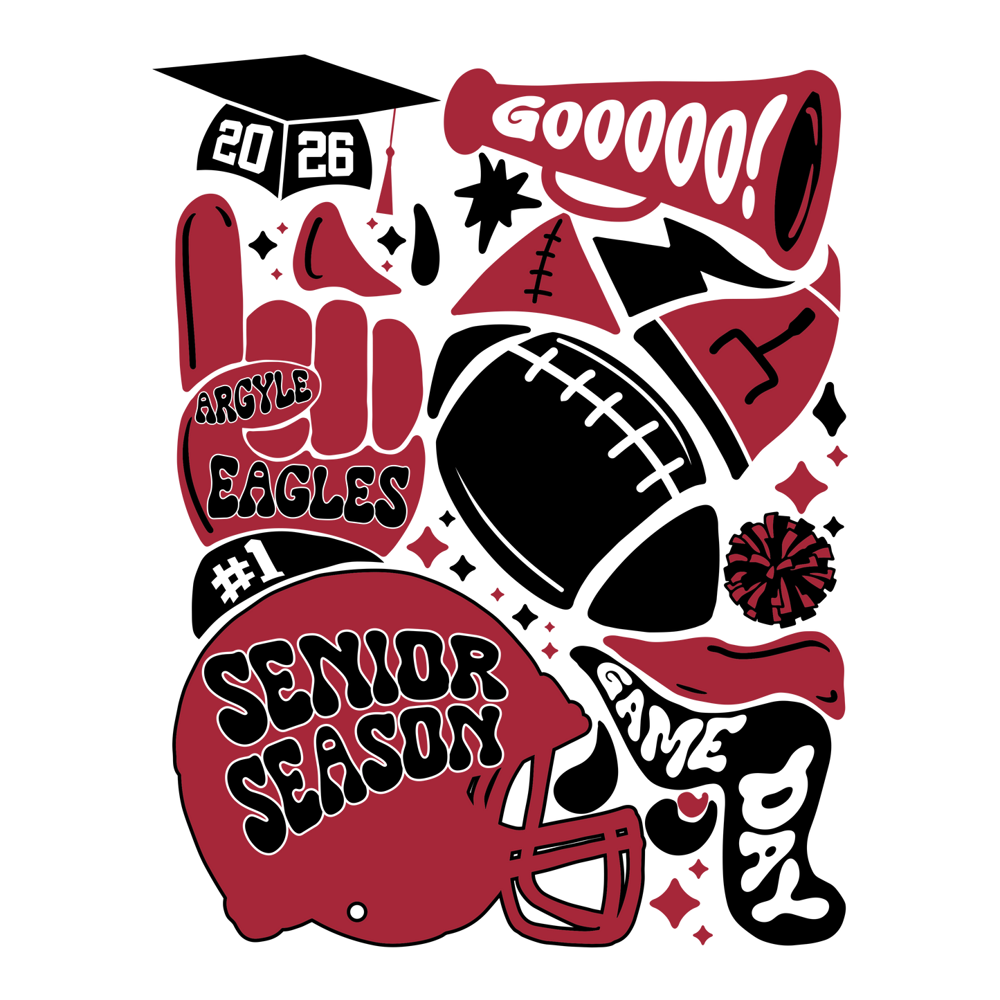 Senior Football '25 - Gildan Hoodie Sweatshirt - Adult - Ash