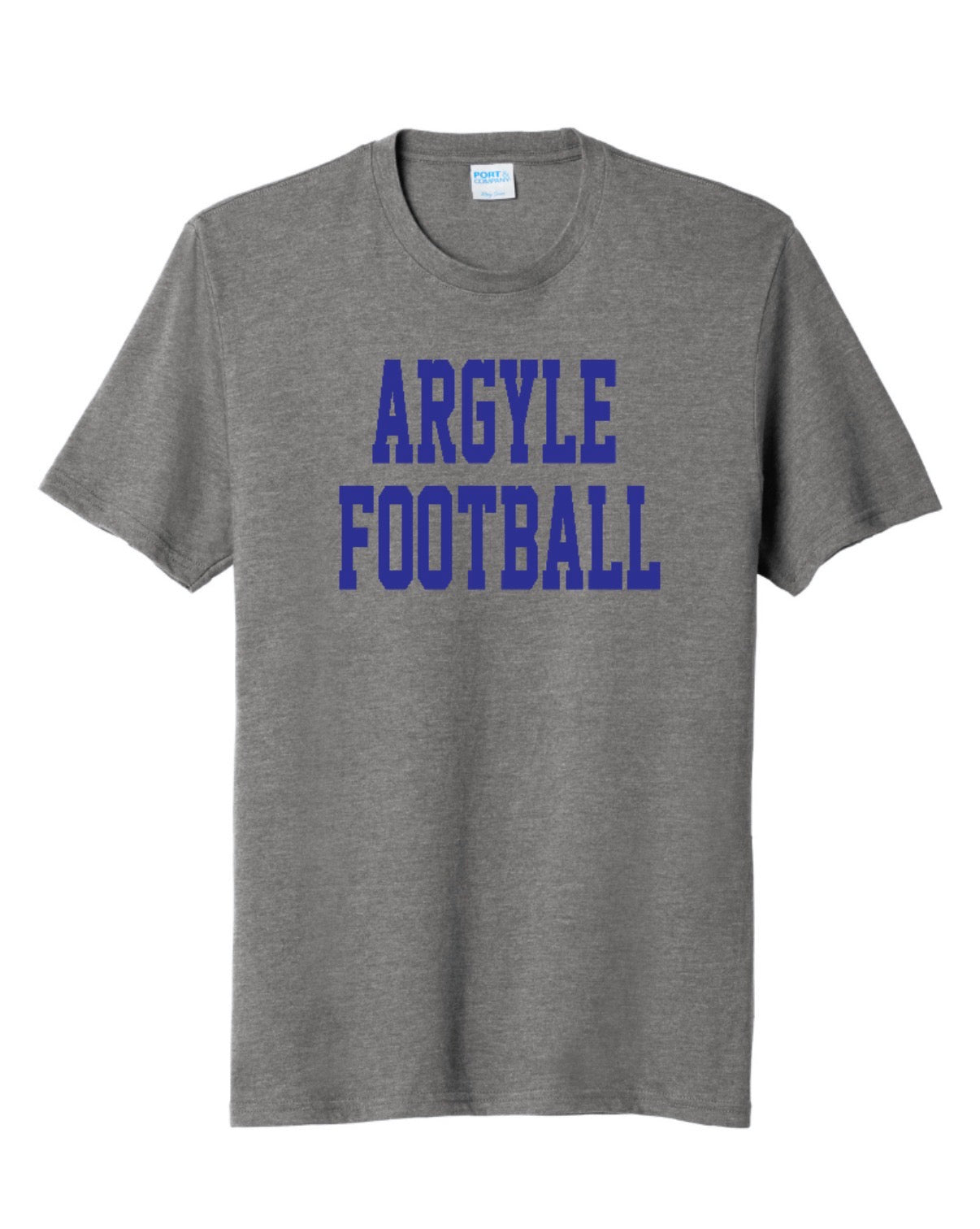 ARGYLEfootball Port&Co Fan Favorite Blend Short Sleeve - Youth + Adult - Graphite Heather/Royal Blue