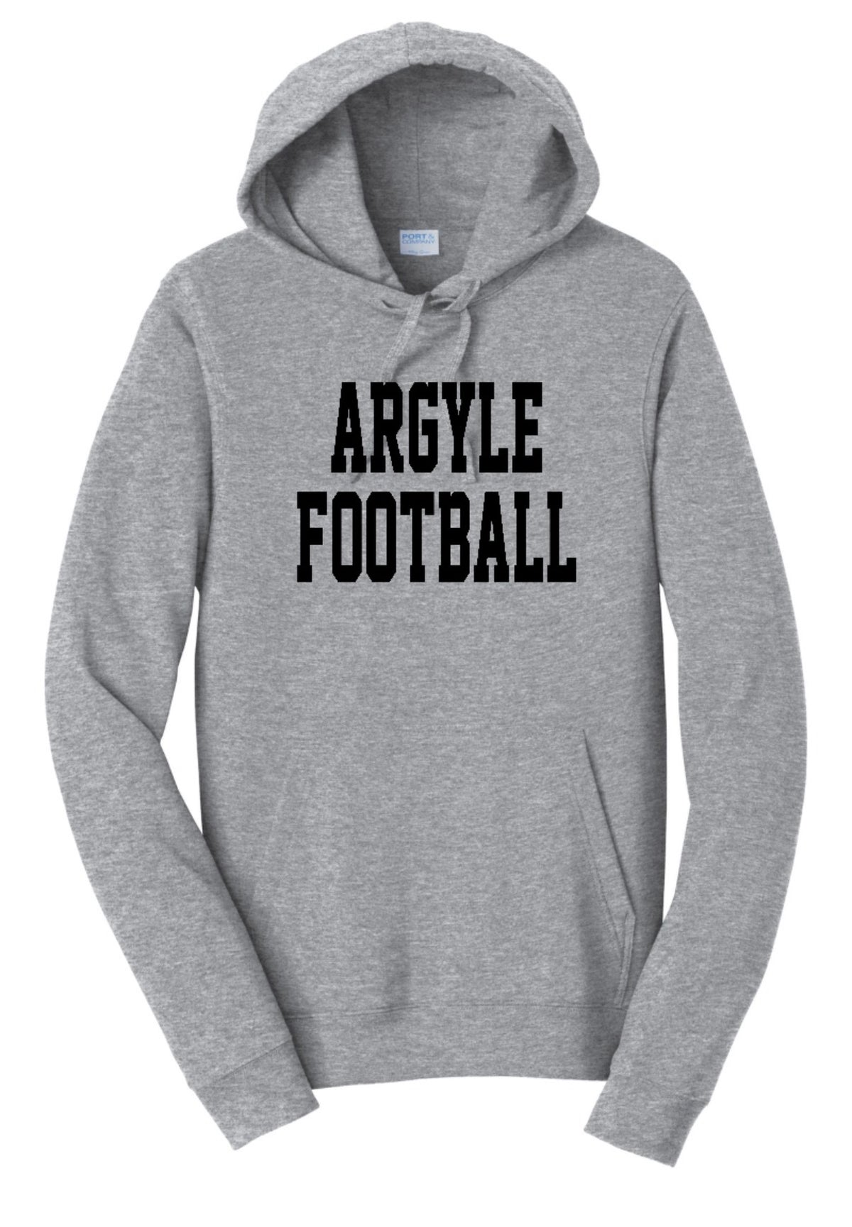 ARGYLEfootball Port&Co Fan Favorite Fleece Hoodie Sweatshirt - Adult - Athletic Heather/Black