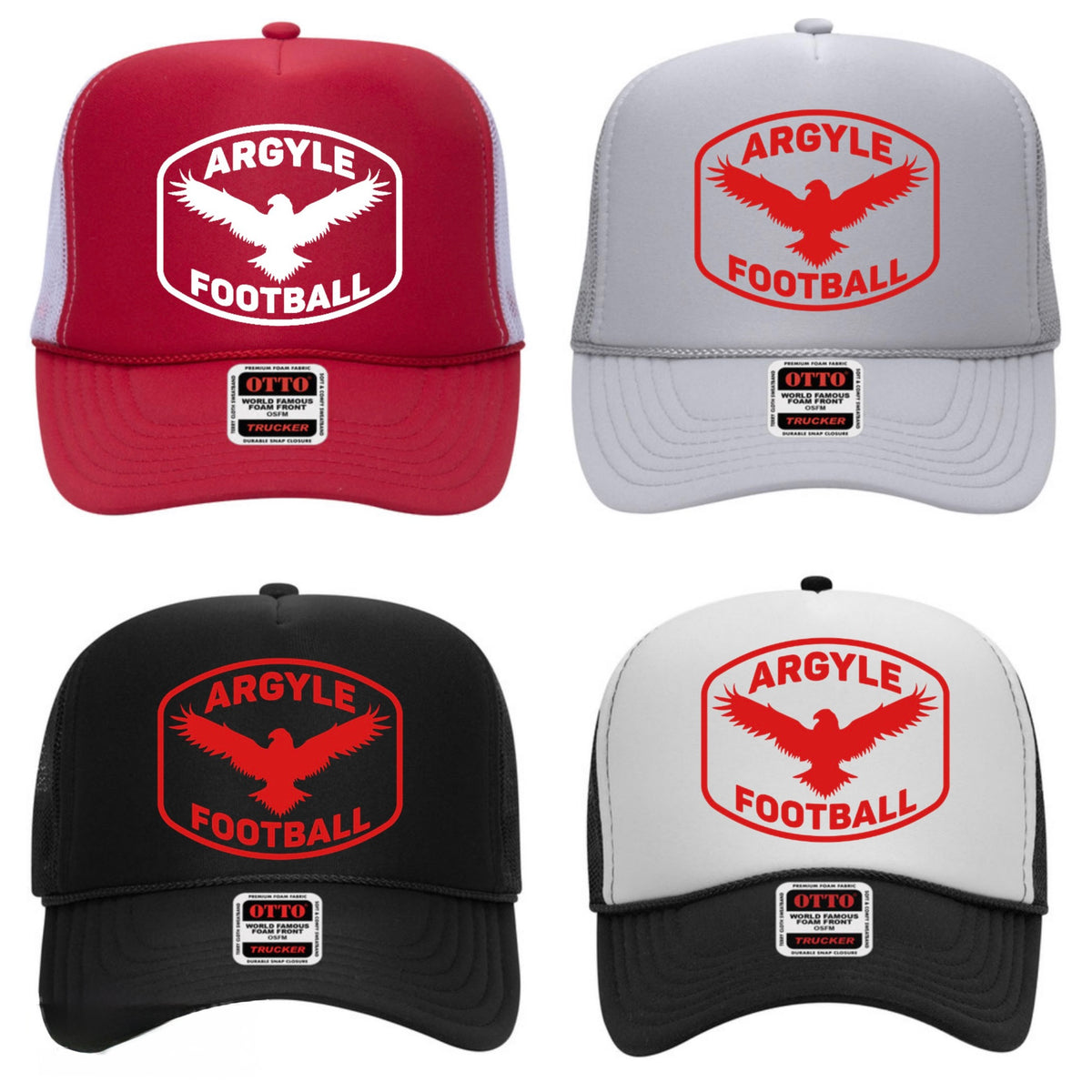 ARGYLEfootball High Profile Foam Trucker - Black/Red