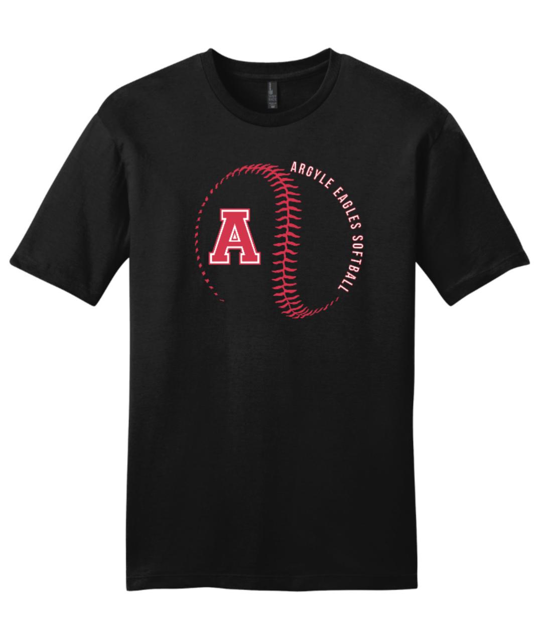 FallBall ARGYLEsoftball Ringspun Cotton Short Sleeve - Black