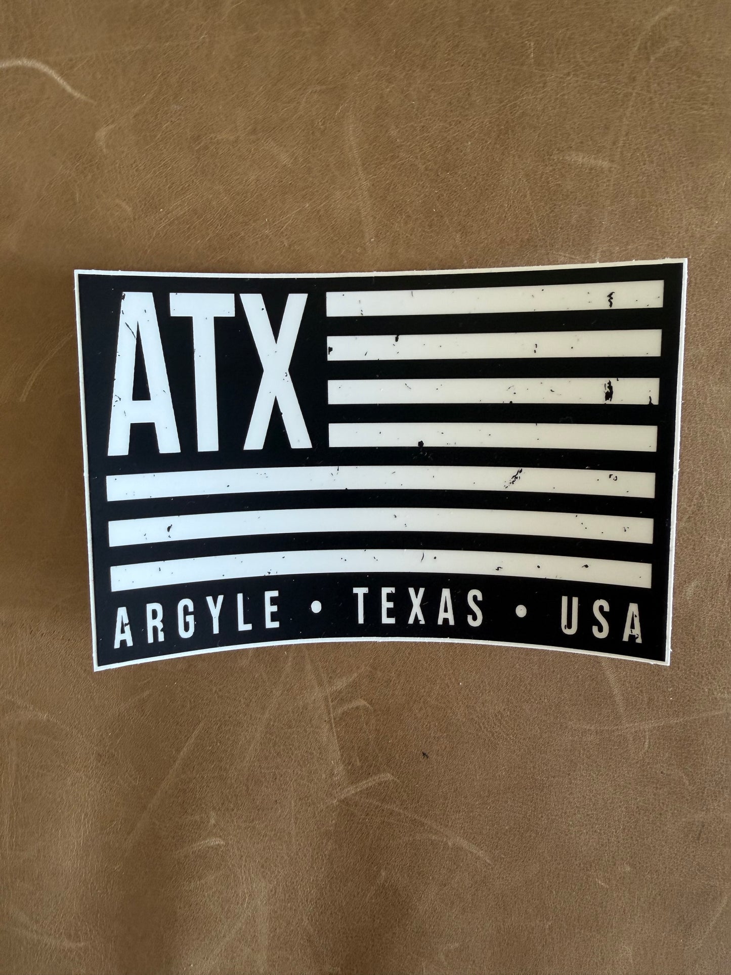 FINAL FEW - ATX Flag Vinyl Sticker - Rectangle - Black