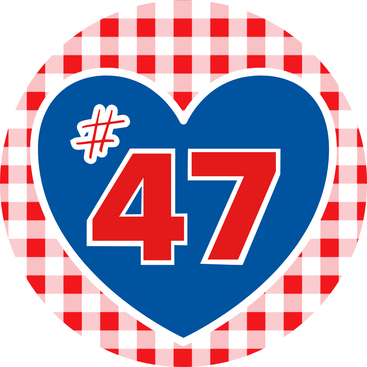 ARGYLE Player Number Red Gingham BUTTON - Two Sizes