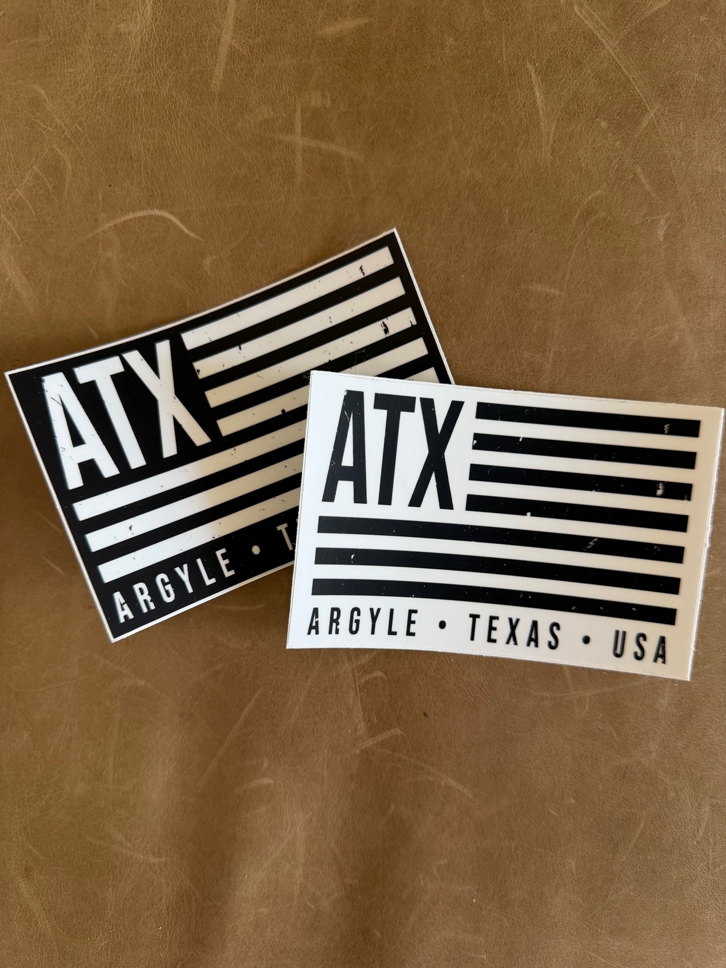 FINAL FEW - ATX Flag Vinyl Sticker - Rectangle - White