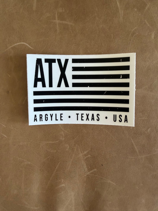 FINAL FEW - ATX Flag Vinyl Sticker - Rectangle - White
