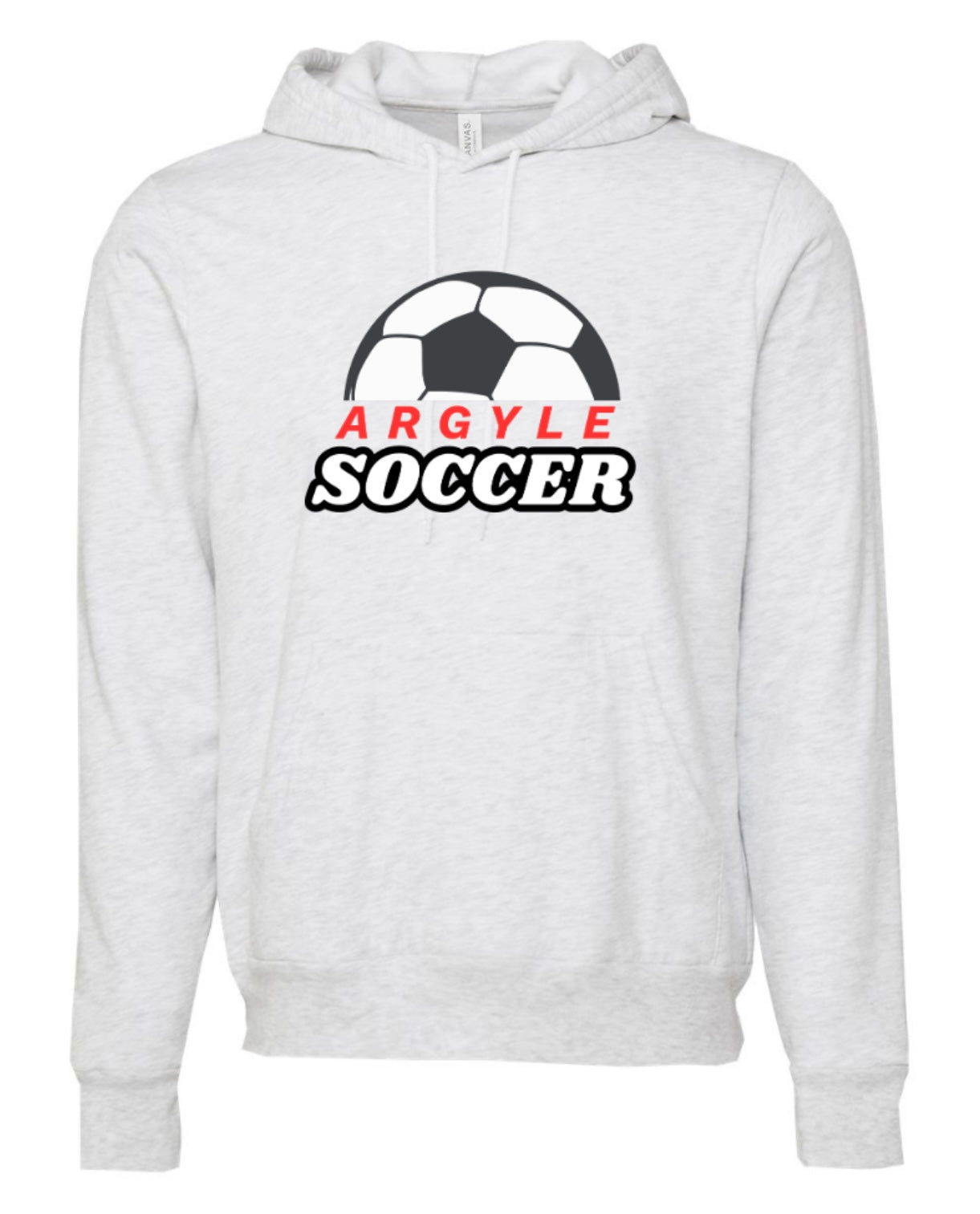 Argyle Soccer Bella Canvas Cotton/Poly Hoodie Sweatshirt - Ash White