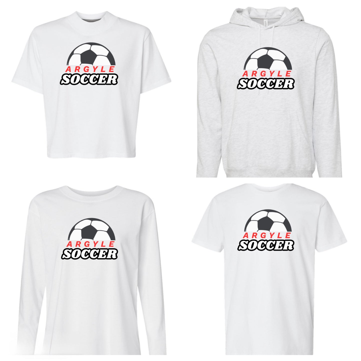 Argyle Soccer LAT 100% Cotton Lightweight Long Sleeve Tee - White