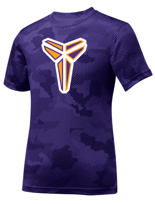 MAMBAmentality Symbol YOUTH Sport-Tek Performance Short Sleeve - Purple CamoHex