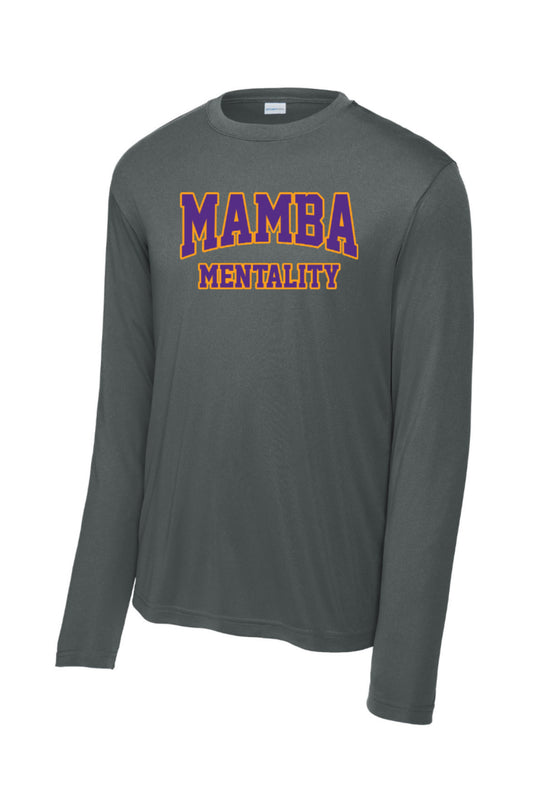 MAMBAmentality Text ADULT Sport-Tek Performance Long Sleeve - Iron Grey