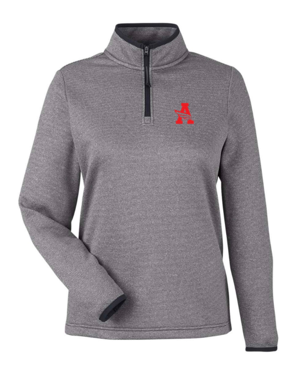 ARGYLEISDleadership Women's Core365 Thin Heather Stripe Quarter-Zip Pullover - Black/White