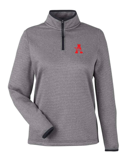 ARGYLEISDleadership Women's Core365 Thin Heather Stripe Quarter-Zip Pullover - Black/White