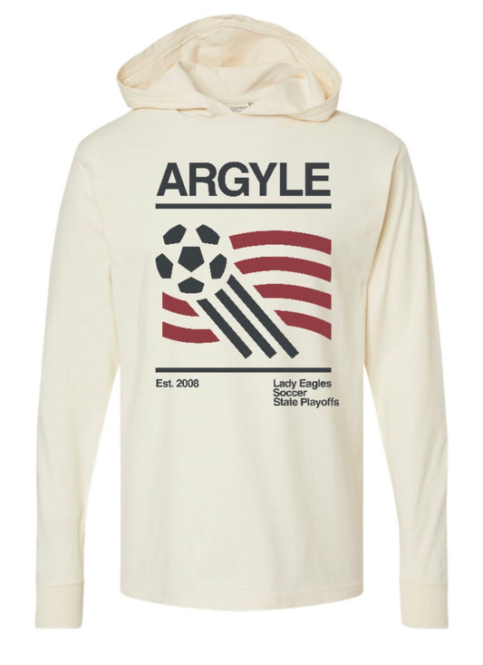 LADY EAGLES PLAYOFFS 2026 ComfortWash Garment Dyed Jersey Hooded Long Sleeve Tee  - Parchment