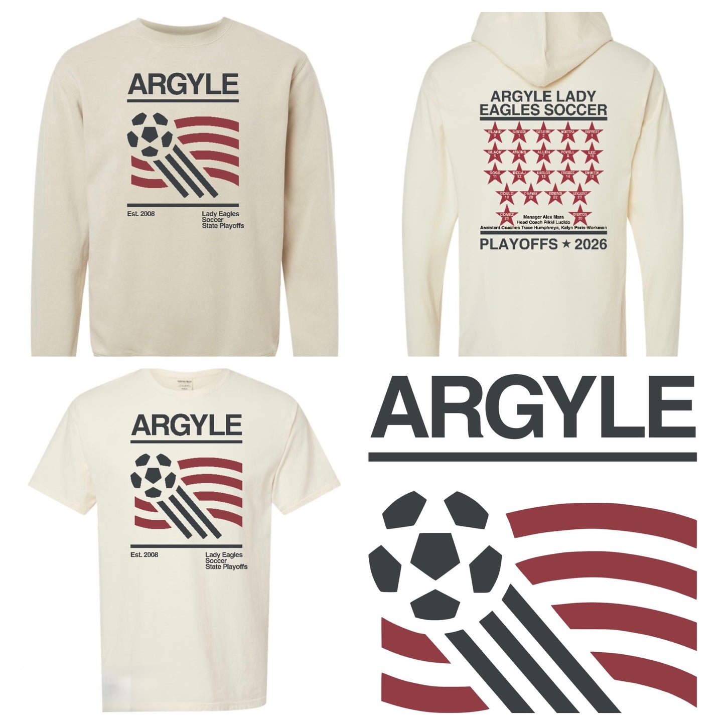 FINAL FEW - LADY EAGLES PLAYOFFS 2026 ComfortWash Garment Dyed Long Sleeve Tee - Parchment