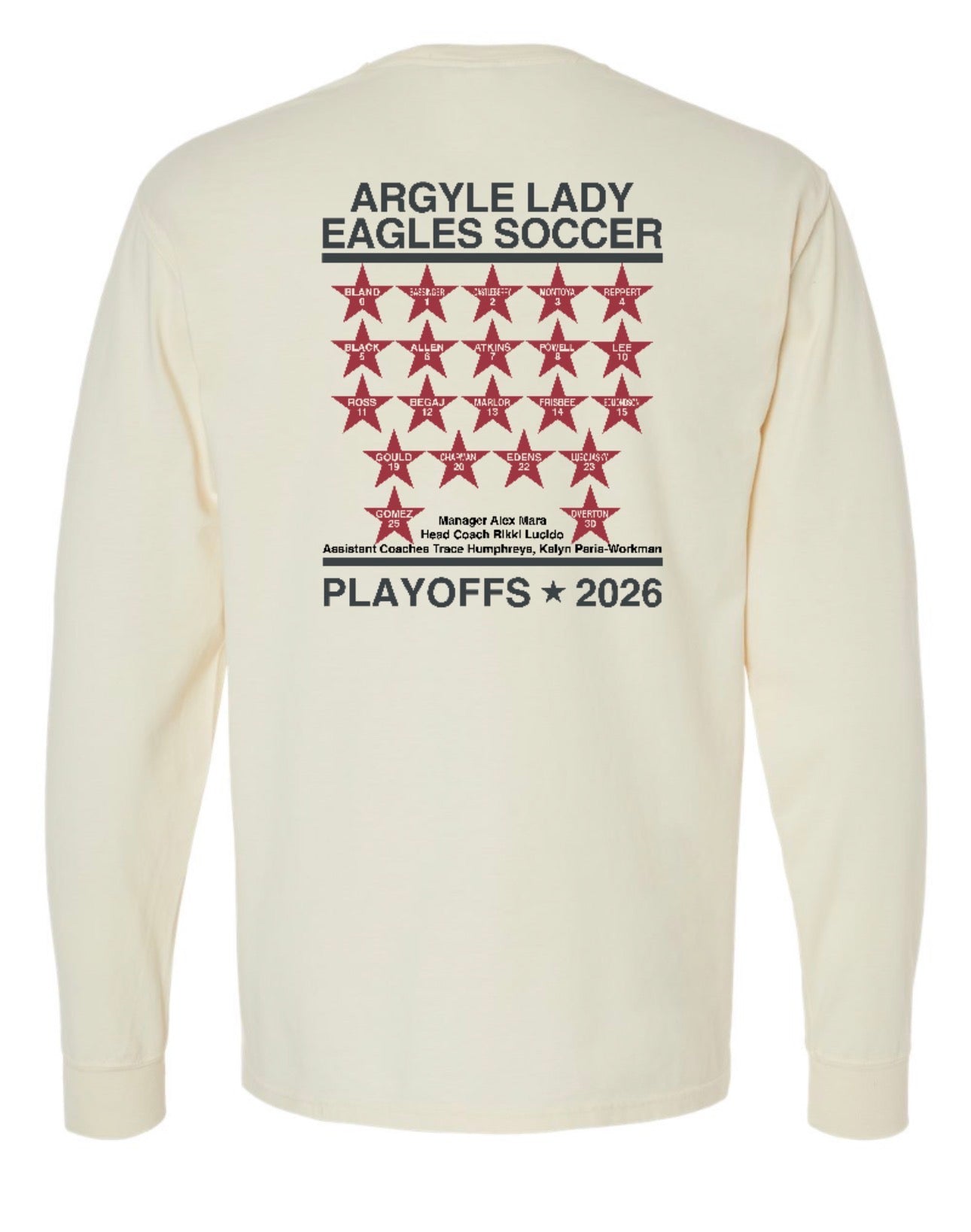 FINAL FEW - LADY EAGLES PLAYOFFS 2026 ComfortWash Garment Dyed Long Sleeve Tee - Parchment