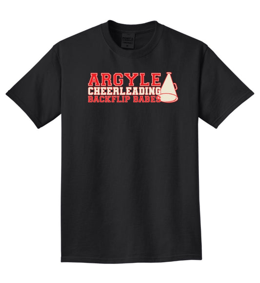 2026 Argyle Cheer - Backflip Babes - Beach Wash Garment Dyed Short Sleeve Tee - Adult - Black