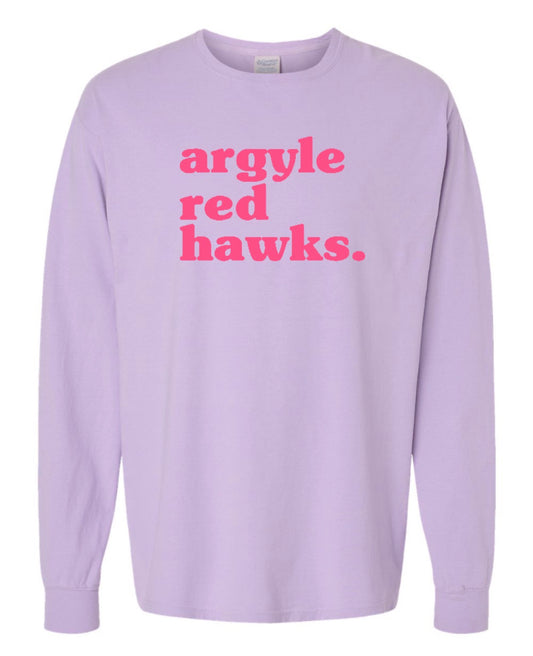 Argyle RedHawks Pastel PUFF Long Sleeve Tee - Adult - Future Lavender