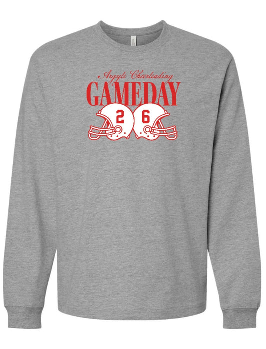 ARGYLE Cheerleading GAMEDAY Long Sleeve Tee - Adult - Athletic Grey