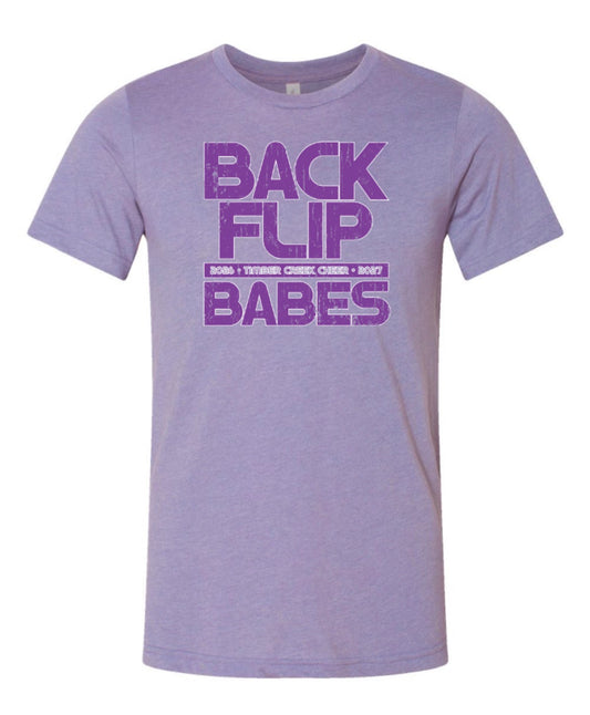 ADULT 2026 Timber Creek Cheer - Backflip Babes - Bella+Canvas CVC Jersey Tee - Heather Dark Lavender