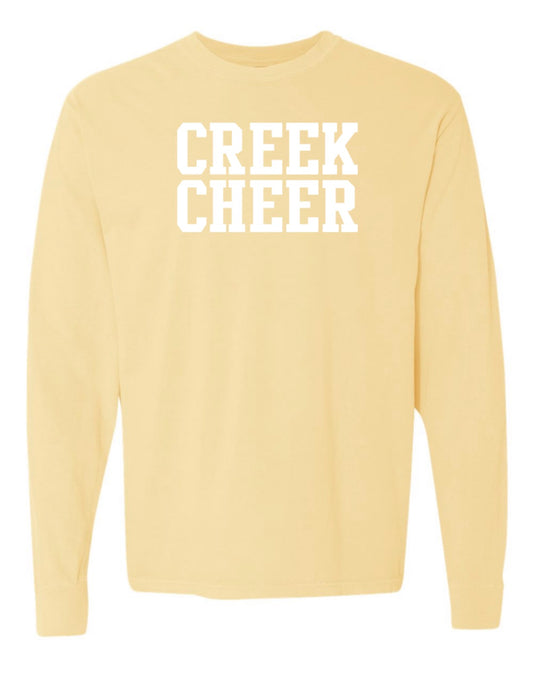 ADULT Original CREEK CHEER Comfort Colors Garment-Dyed Long Sleeve Tee - Butter