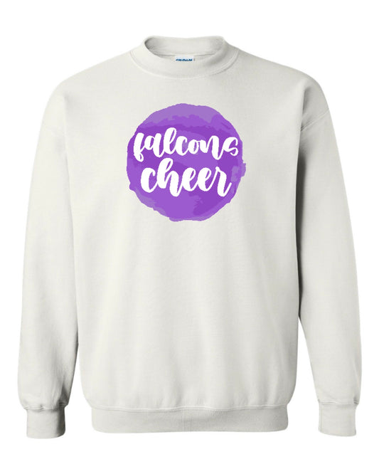 ADULT WATERCOLOR Falcons Cheer Gildan Heavy Blend Crewneck Sweatshirt - White