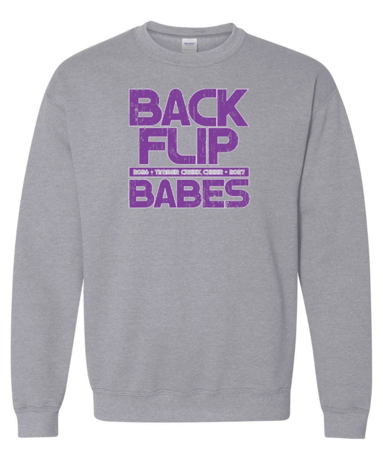 ADULT 2026 Timber Creek Cheer - Backflip Babes - Gildan Heavy Blend Crewneck Sweatshirt - Sport Grey