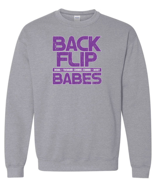 ADULT 2026 Timber Creek Cheer - Backflip Babes - Gildan Heavy Blend Crewneck Sweatshirt - Sport Grey