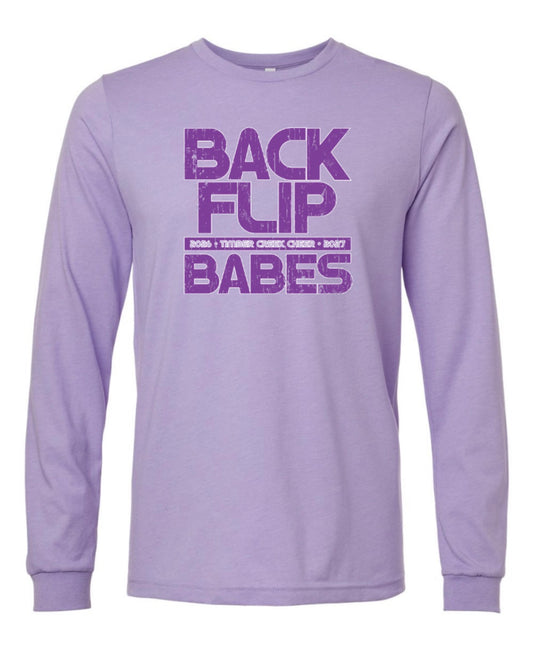 ADULT 2026 Timber Creek Cheer - Backflip Babes - Bella+Canvas CVC Jersey Long Sleeve Tee - Heather Dark Lavender