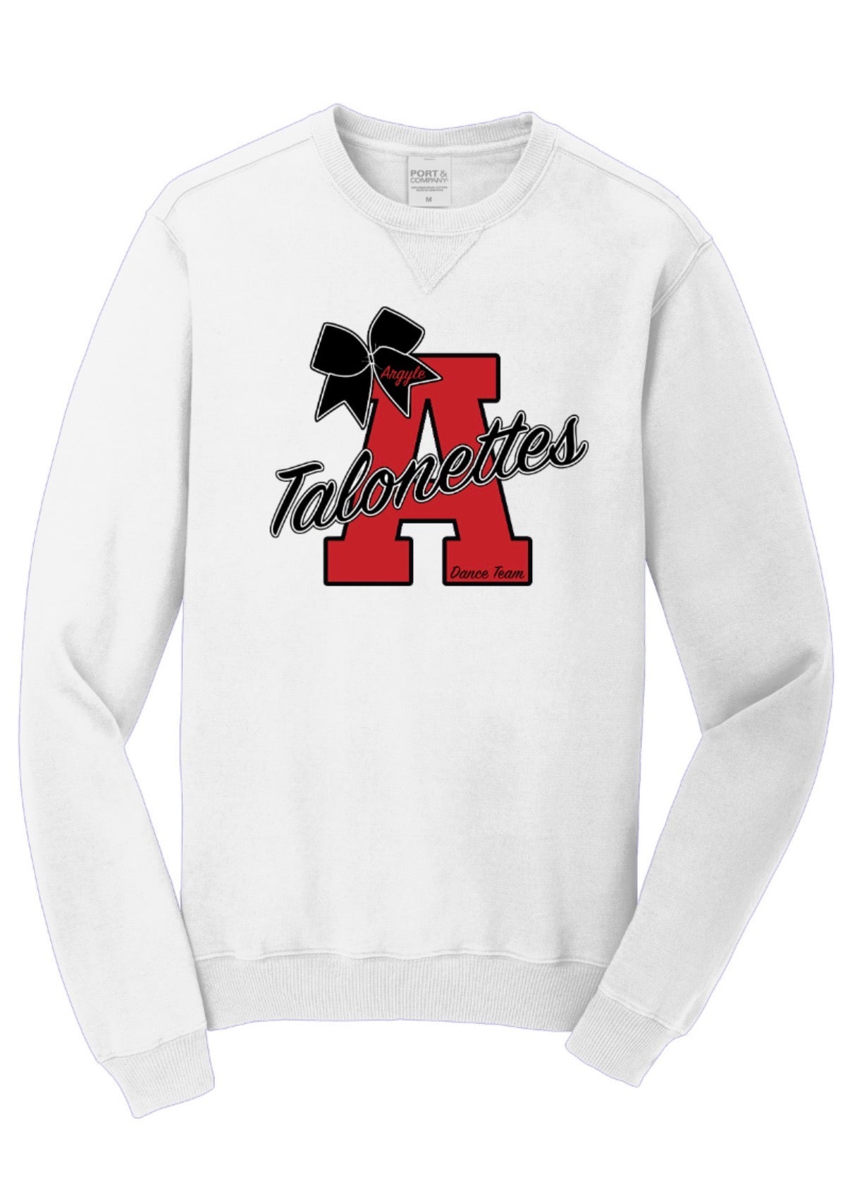 Talonettes BOW A Port&Co Beach Wash Crewneck Sweatshirt - ADULT - White