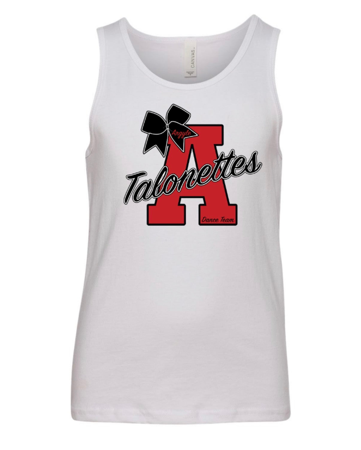 Talonettes BOW A BELLA+CANVAS Jersey Tank - YOUTH - White