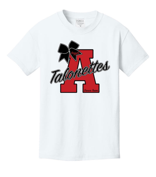 Talonettes BOW A Port&Co Beach Wash Short Sleeve Tee - YOUTH - White