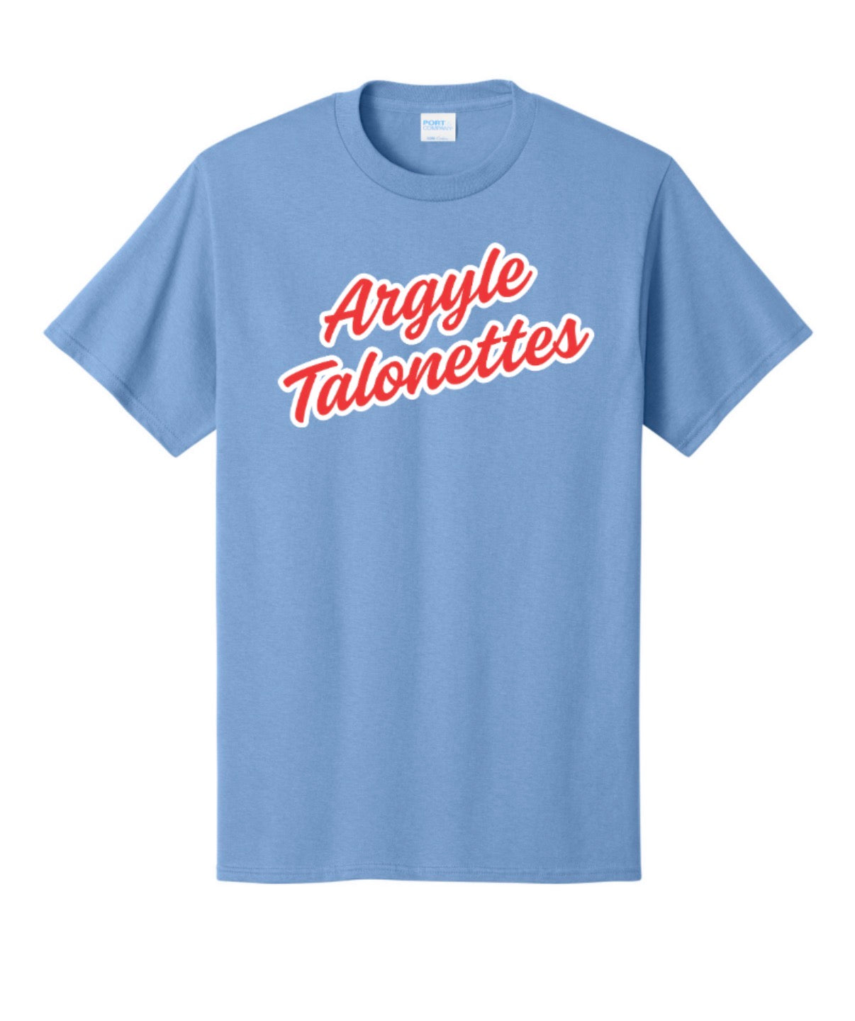 Talonettes CURSIVE Port&Co Short Sleeve Tee - ADULT - Carolina Blue