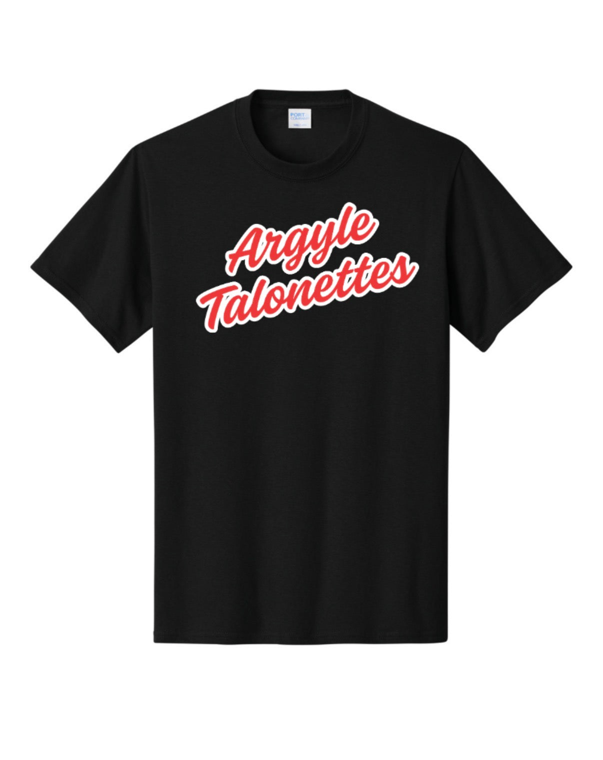 Talonettes CURSIVE Port&Co Short Sleeve Tee - ADULT - Black