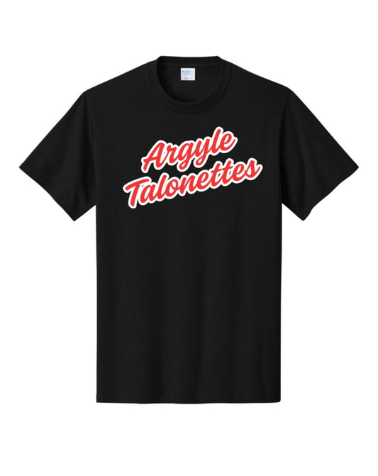 Talonettes CURSIVE Port&Co Short Sleeve Tee - ADULT - Black