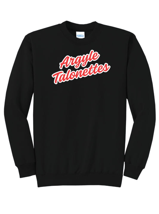 Talonettes CURSIVE Port&Co Core Fleece Crewneck Sweatshirt - ADULT - Black