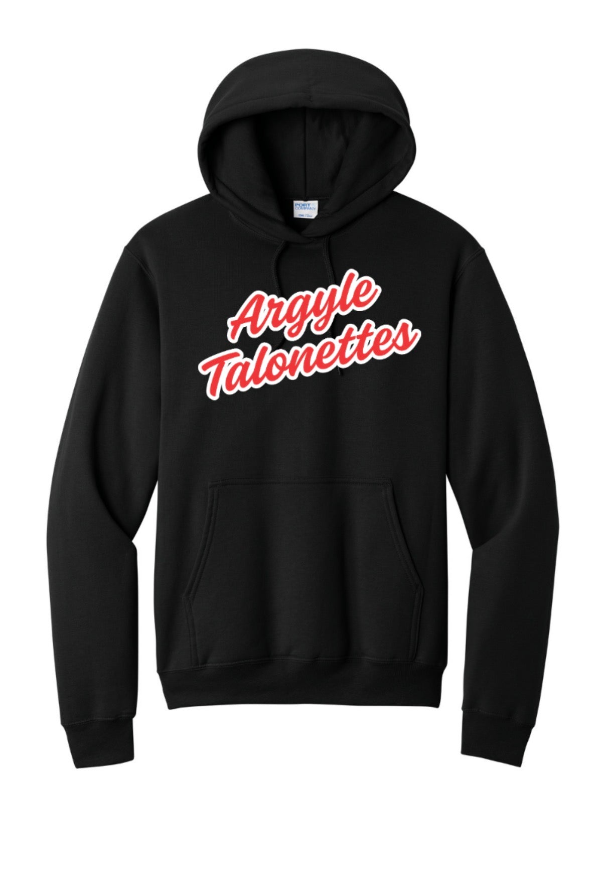 Talonettes CURSIVE Port&Co Core Fleece Hoodie Sweatshirt - ADULT - Black