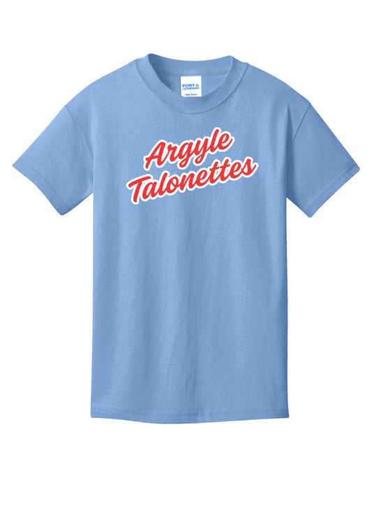 Talonettes CURSIVE Port&Co Short Sleeve Tee - YOUTH - Carolina Blue