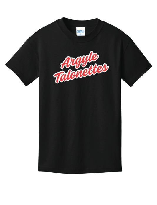 Talonettes CURSIVE Port&Co Short Sleeve Tee - YOUTH - Black