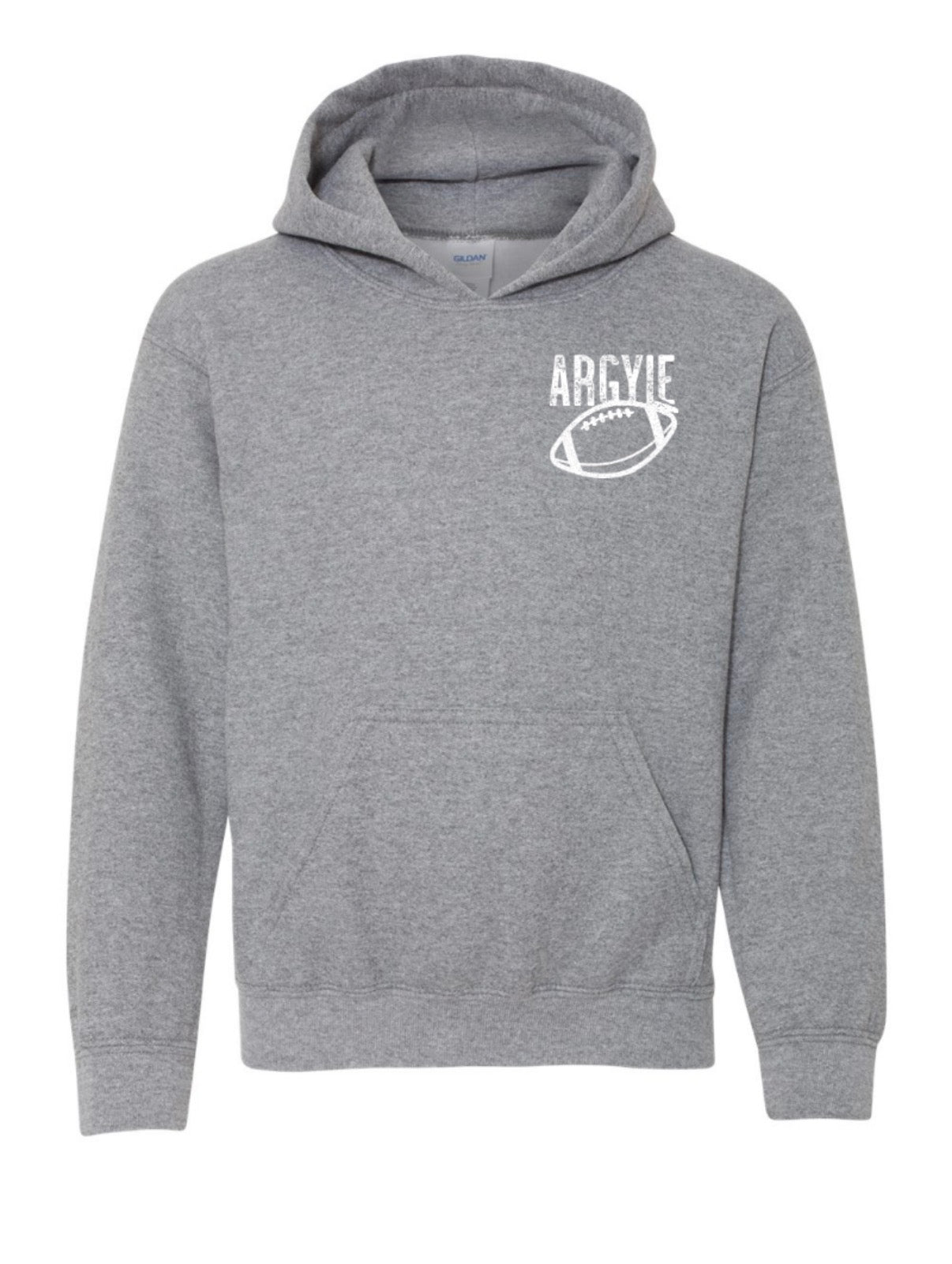 Talonettes FOOTBALL -  Gildan Heavy Blend Hooded Pullover Sweatshirt - YOUTH - Graphite Heather