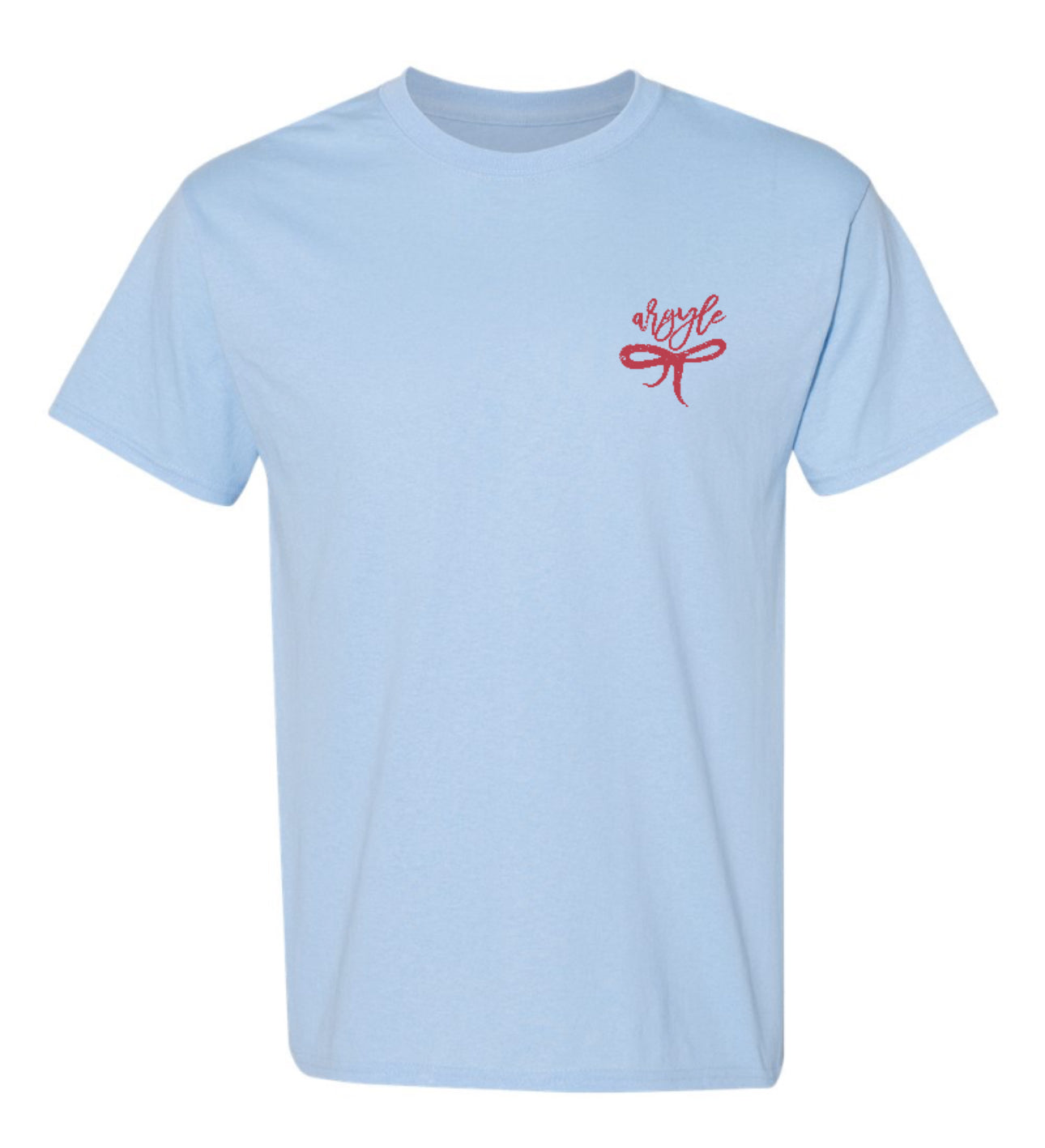 FINAL FEW - ARGYLE BOW Short Sleeve Tee - Youth + Adult - Light Blue