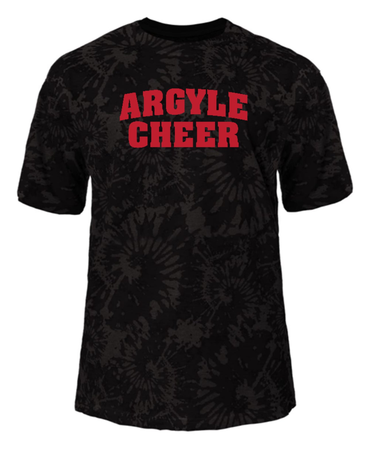 FINAL FEW - ARGYLE CHEER Tie Dye Tri-Blend Short Sleeve Tee - Youth + Adult - Black Tie Dye